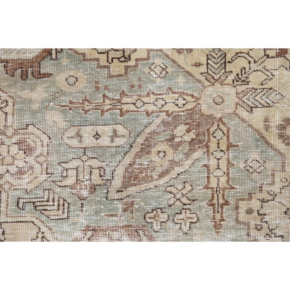 Antique Tabriz Oriental Hand Knotted Persian Muted Distressed Area Rug - 12'4" x 8'10"