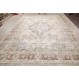 Antique Tabriz Oriental Hand Knotted Persian Muted Distressed Area Rug - 12'4" x 8'10"