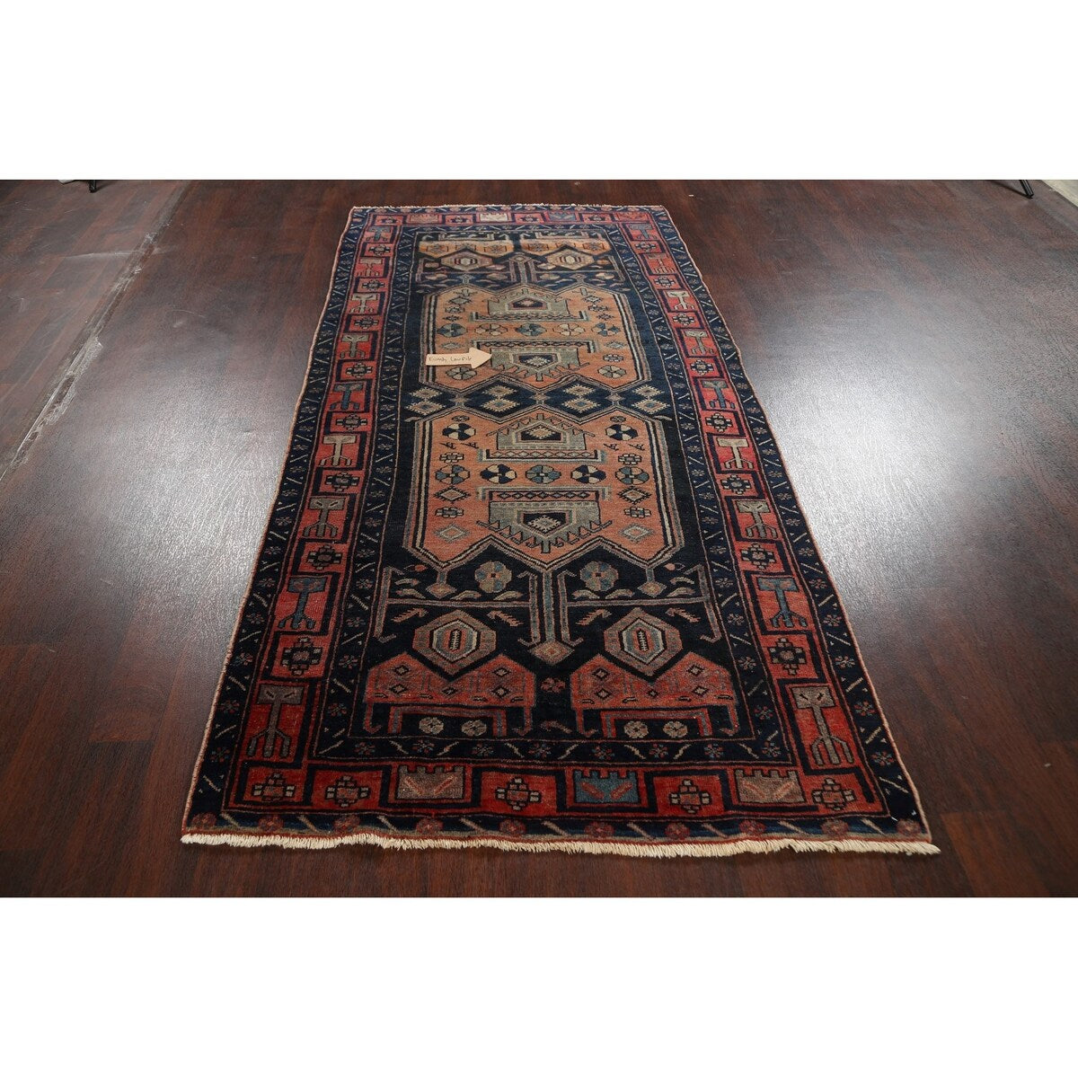 Antique Tribal Geometric Zanjan Persian Wool Runner Rug Hand-knotted - 4'2" x 8'6"