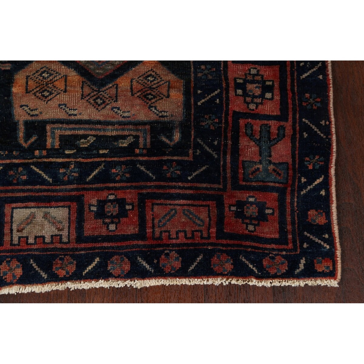 Antique Tribal Geometric Zanjan Persian Wool Runner Rug Hand-knotted - 4'2" x 8'6"