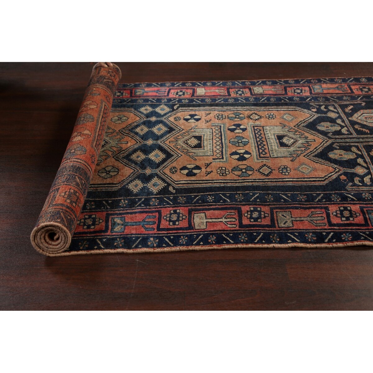 Antique Tribal Geometric Zanjan Persian Wool Runner Rug Hand-knotted - 4'2" x 8'6"