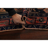 Antique Tribal Geometric Zanjan Persian Wool Runner Rug Hand-knotted - 4'2" x 8'6"