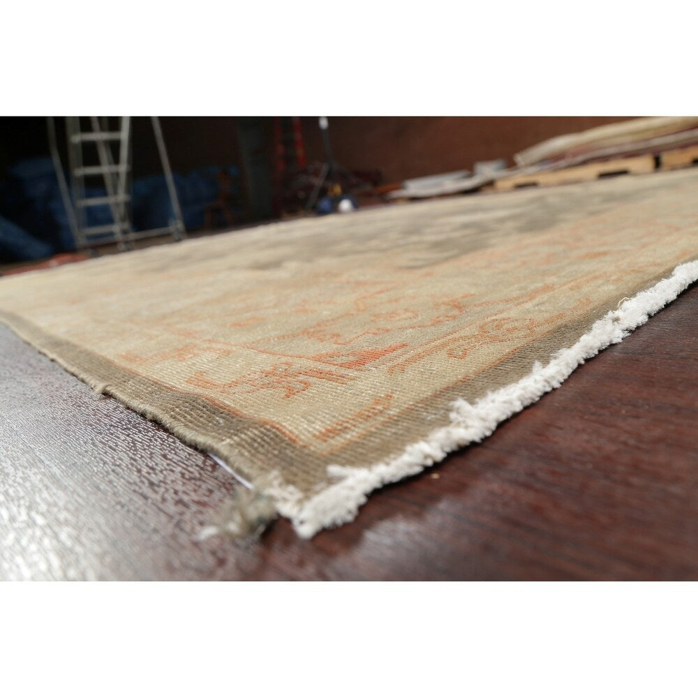 Antique Vegetable Dye Oushak Floral Area Rug Handmade Oriental Carpet - 8' 8" x 11' 7"