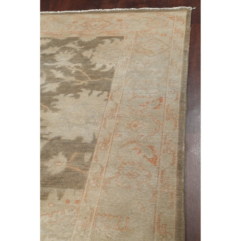 Antique Vegetable Dye Oushak Floral Area Rug Handmade Oriental Carpet - 8' 8" x 11' 7"