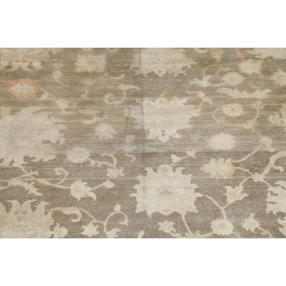 Antique Vegetable Dye Oushak Floral Area Rug Handmade Oriental Carpet - 8' 8" x 11' 7"