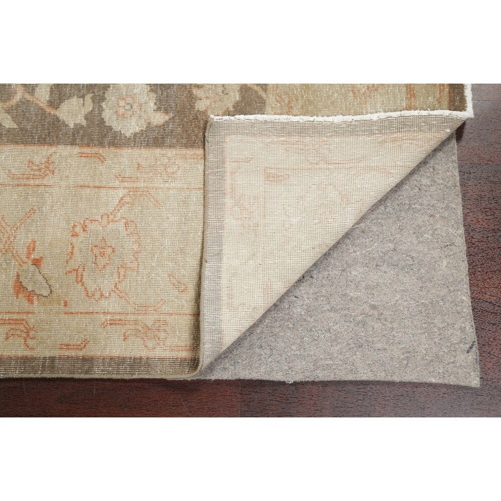 Antique Vegetable Dye Oushak Floral Area Rug Handmade Oriental Carpet - 8' 8" x 11' 7"