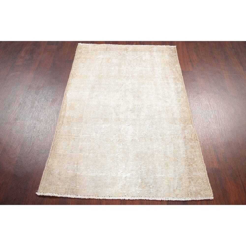 Antique Washed-Out Muted Distressed Area Rug Worn Pile Oriental Carpet - 5'2" x 3'6"