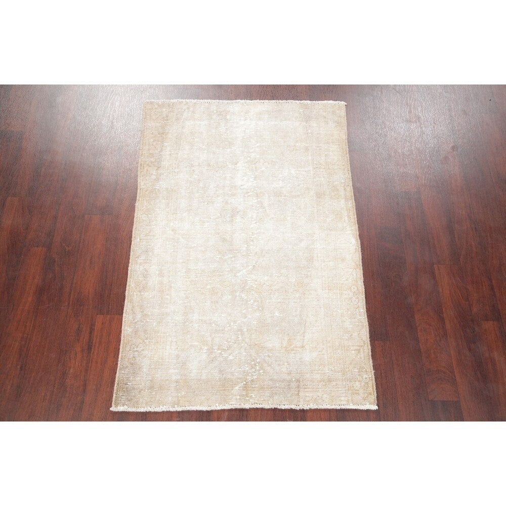 Antique Washed-Out Muted Distressed Area Rug Worn Pile Oriental Carpet - 5'2" x 3'6"