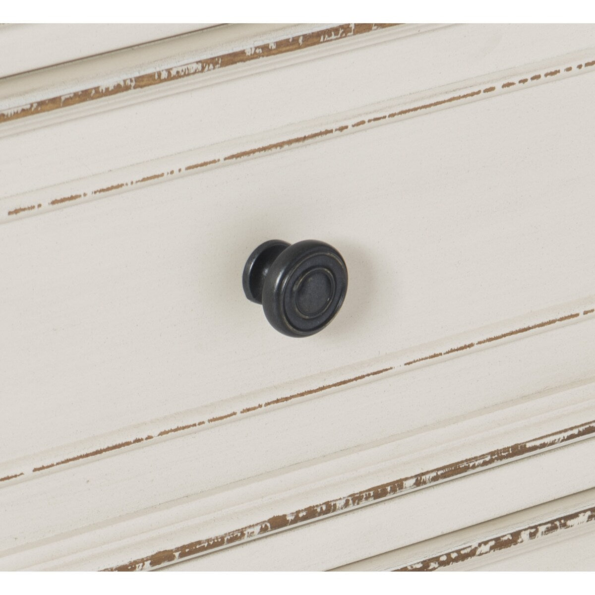 Antique White and Brown Gray Finish1pc Dresser of 6x Drawers Black Knobs Traditional Design Bedroom Furniture