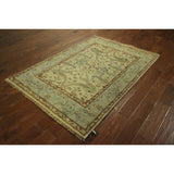 Antiqued Oushak Ivory Veg Dyed Hand-knotted Wool Turkish Oriental Rug (4' x 6')