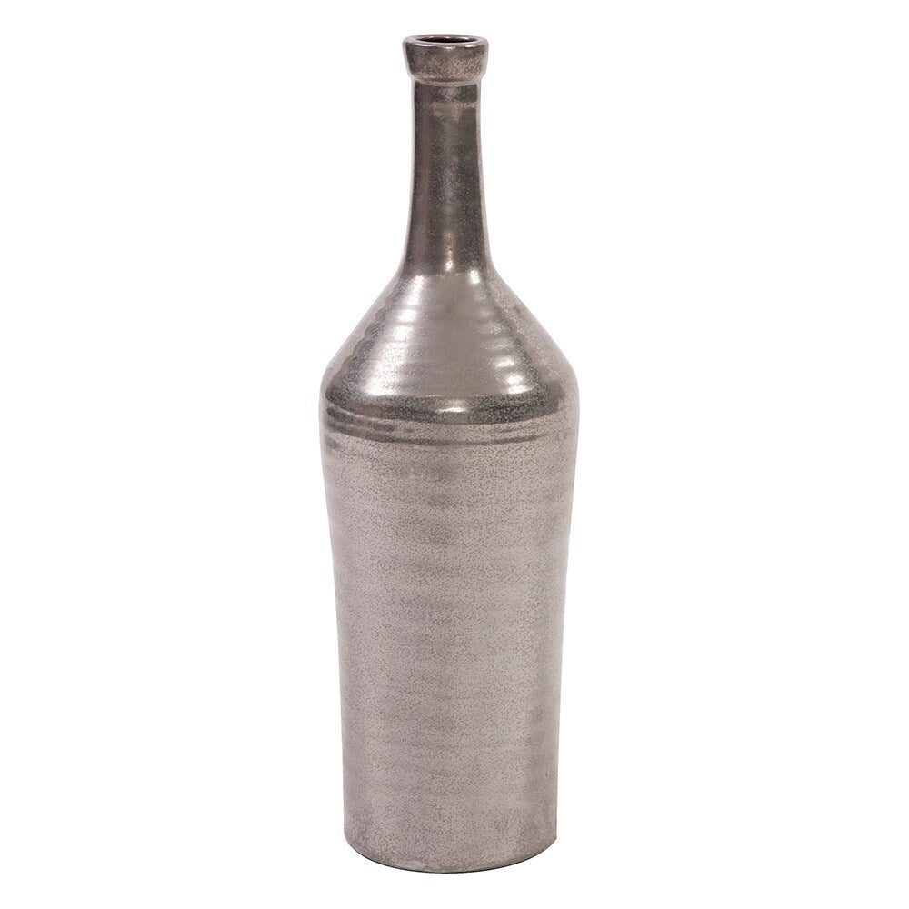 Antiqued Silver Bottle Vase, Large