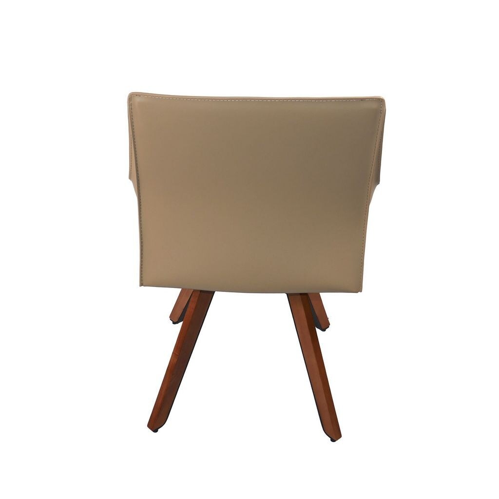 Antoine Compact Leather Armchair in Dark Beige