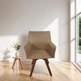 Antoine Compact Leather Armchair in Dark Beige