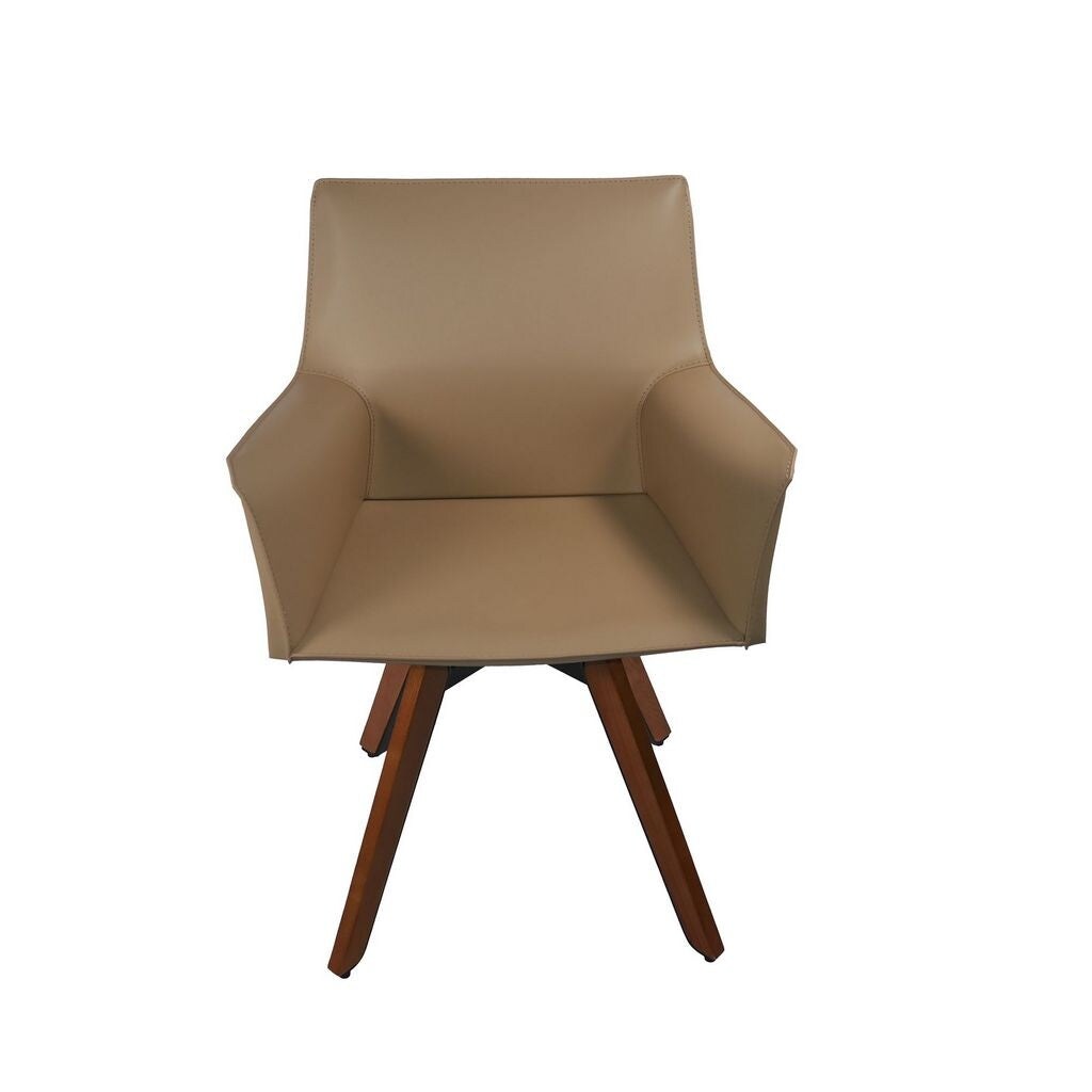 Antoine Compact Leather Armchair in Dark Beige