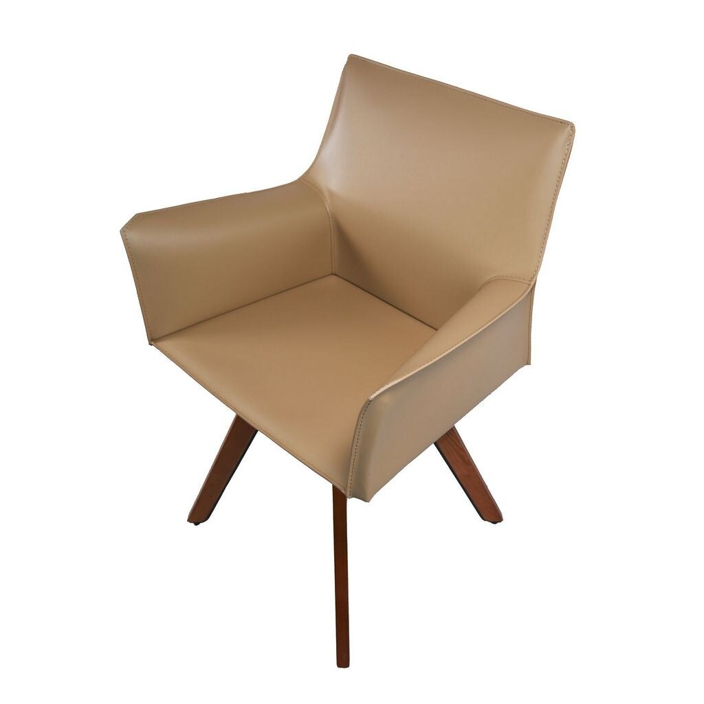 Antoine Compact Leather Armchair in Dark Beige