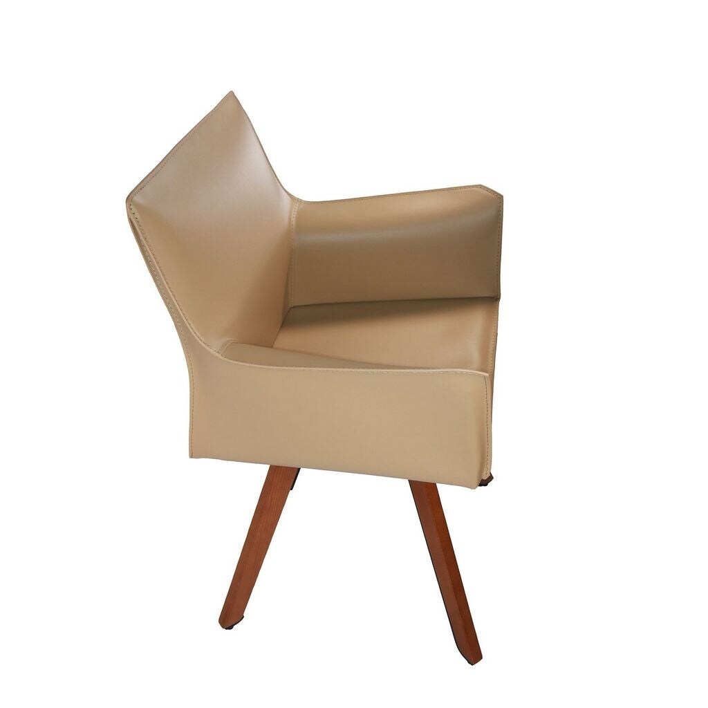Antoine Compact Leather Armchair in Dark Beige