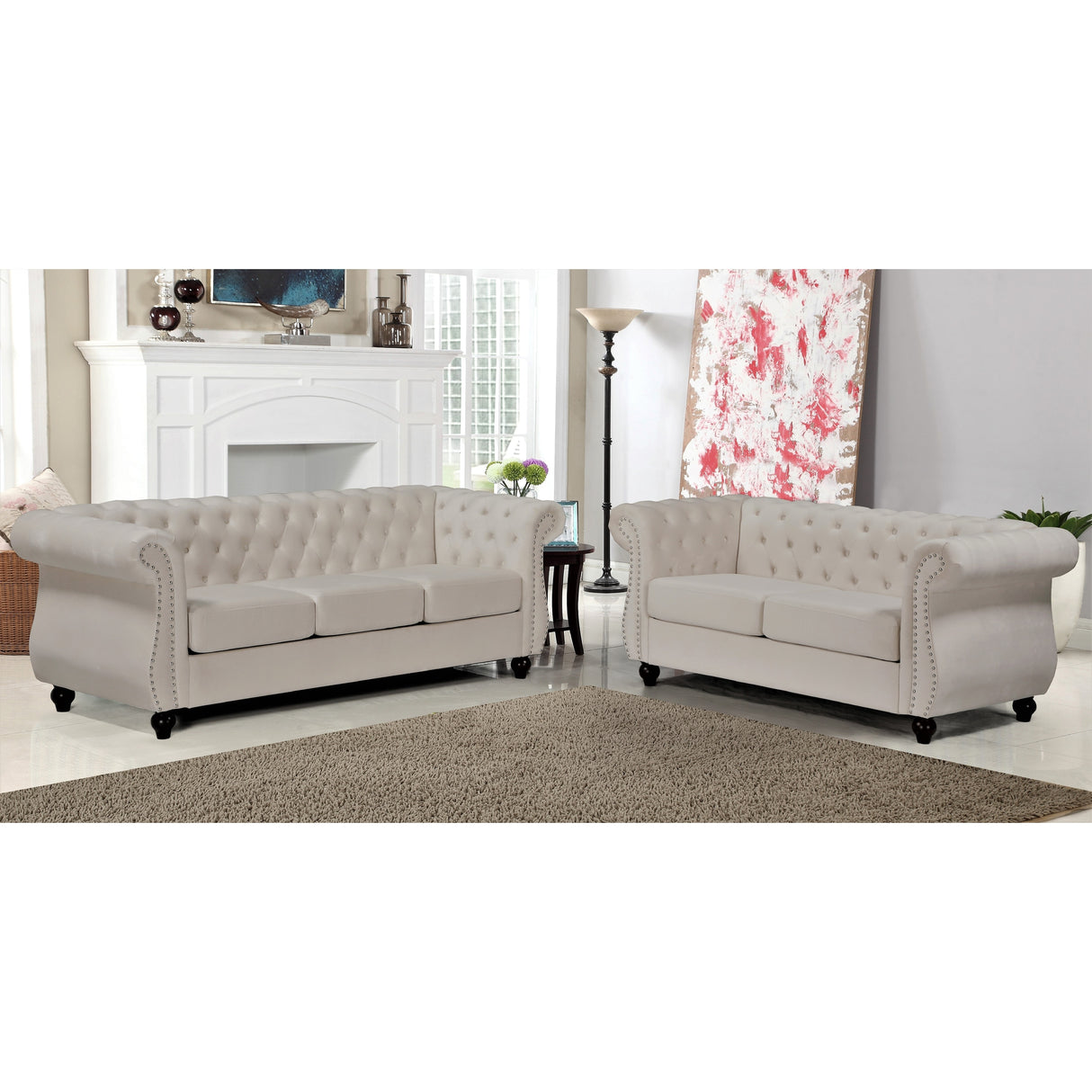 Antoinette Chesterfield 2-Piece Set- Sofa & Loveseat