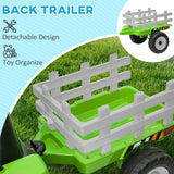 Aosom 12V Ride on Tractor with Trailer, 25W Dual Motors, Battery Powered Electric Tractor with Remote Control