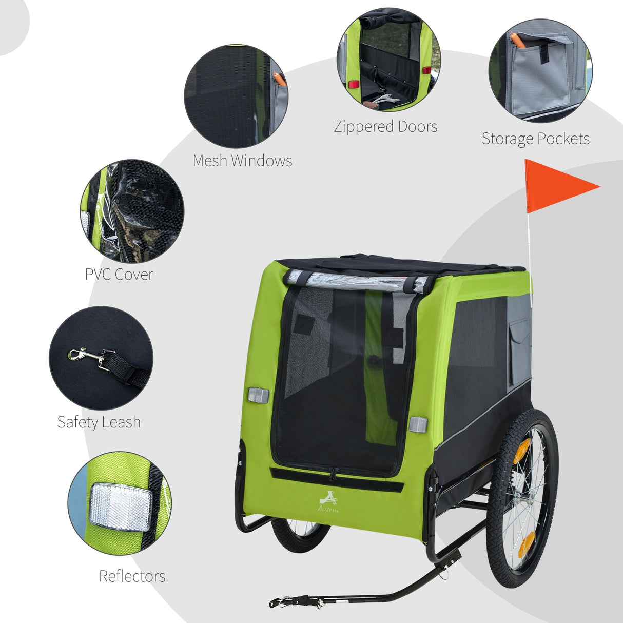 Aosom Dog Bike Trailer with Suspension System, Hitch for Medium Dogs, Pet Wagon & Dog Trailer for Bicycle with Storage Pocket