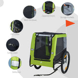 Aosom Dog Bike Trailer with Suspension System, Hitch for Medium Dogs, Pet Wagon & Dog Trailer for Bicycle with Storage Pocket