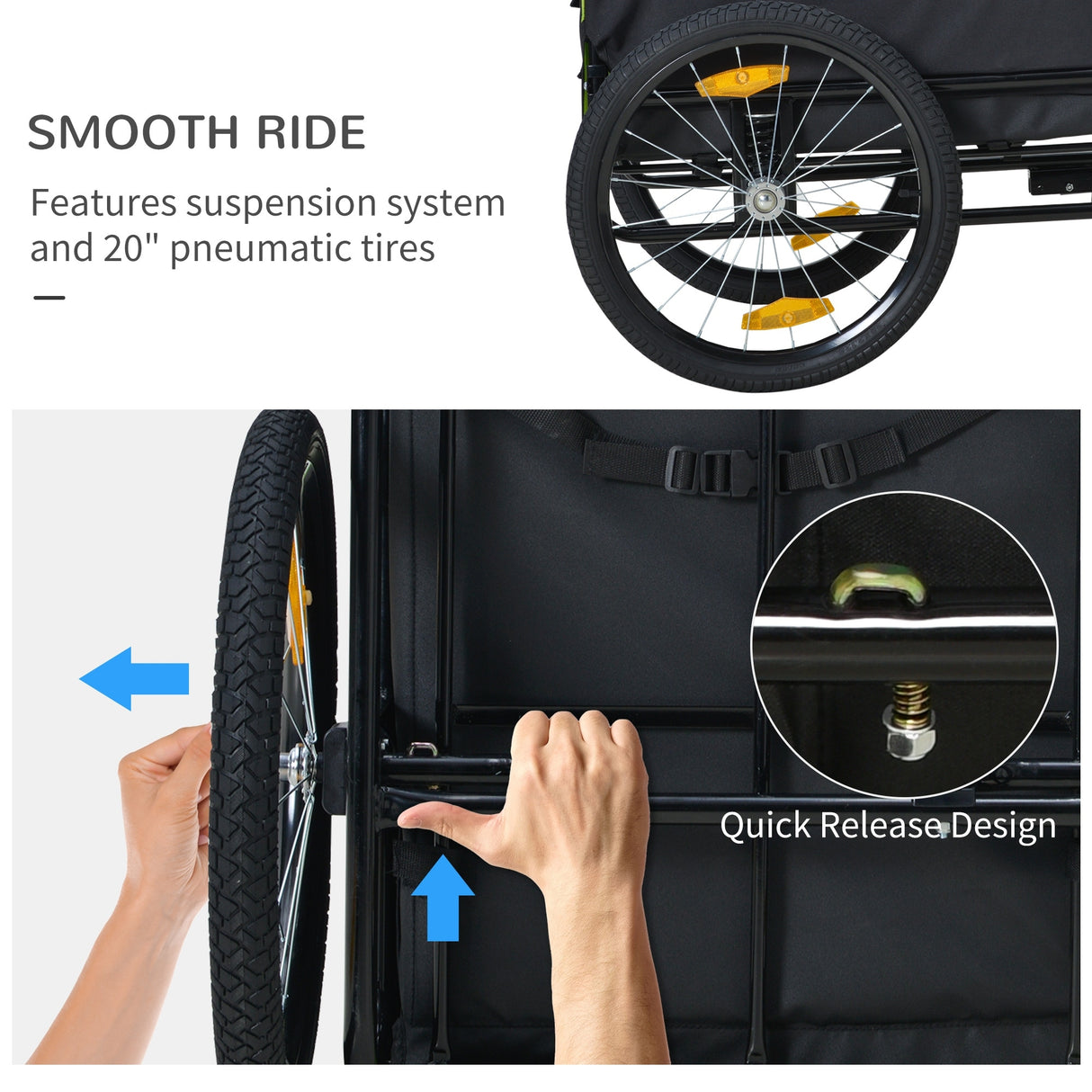 Aosom Dog Bike Trailer with Suspension System, Hitch for Medium Dogs, Pet Wagon & Dog Trailer for Bicycle with Storage Pocket