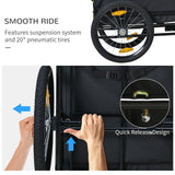 Aosom Dog Bike Trailer with Suspension System, Hitch for Medium Dogs, Pet Wagon & Dog Trailer for Bicycle with Storage Pocket
