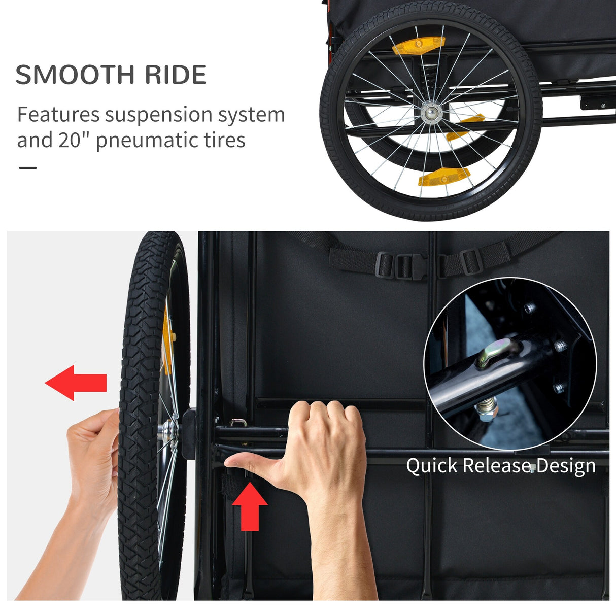 Aosom Dog Bike Trailer with Suspension System, Hitch for Medium Dogs, Pet Wagon & Dog Trailer for Bicycle with Storage Pocket