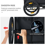 Aosom Dog Bike Trailer with Suspension System, Hitch for Medium Dogs, Pet Wagon & Dog Trailer for Bicycle with Storage Pocket