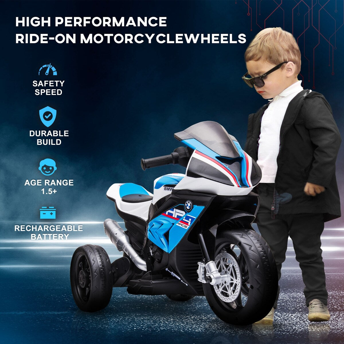 Aosom Licensed 6V Kids Ride on Motorcycle, Off-Road Battery Powered Three Wheels Dirtbike with USB, AUX