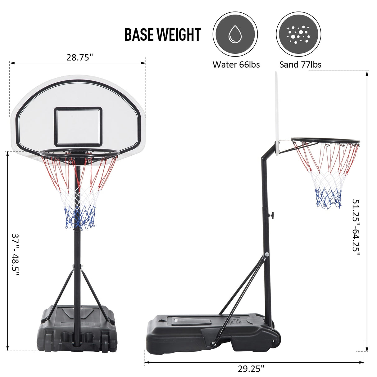 Aosom Portable Swimming Pool Basketball Hoop, 30 Inch Backboard with a Telescoping Height & All-Weather Build