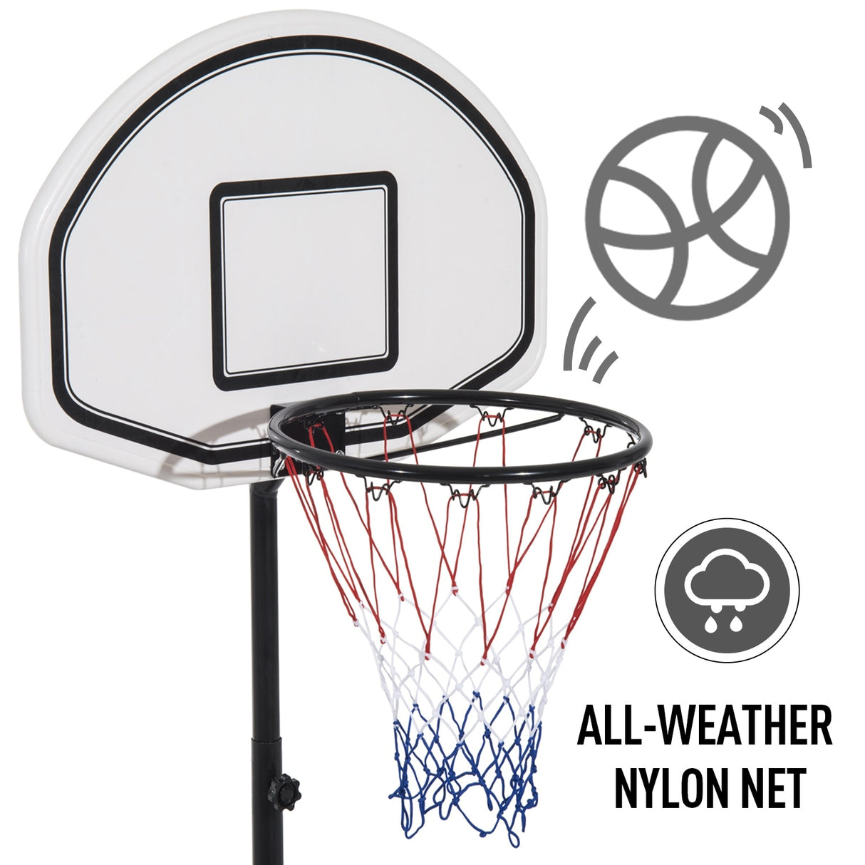 Aosom Portable Swimming Pool Basketball Hoop, 30 Inch Backboard with a Telescoping Height & All-Weather Build