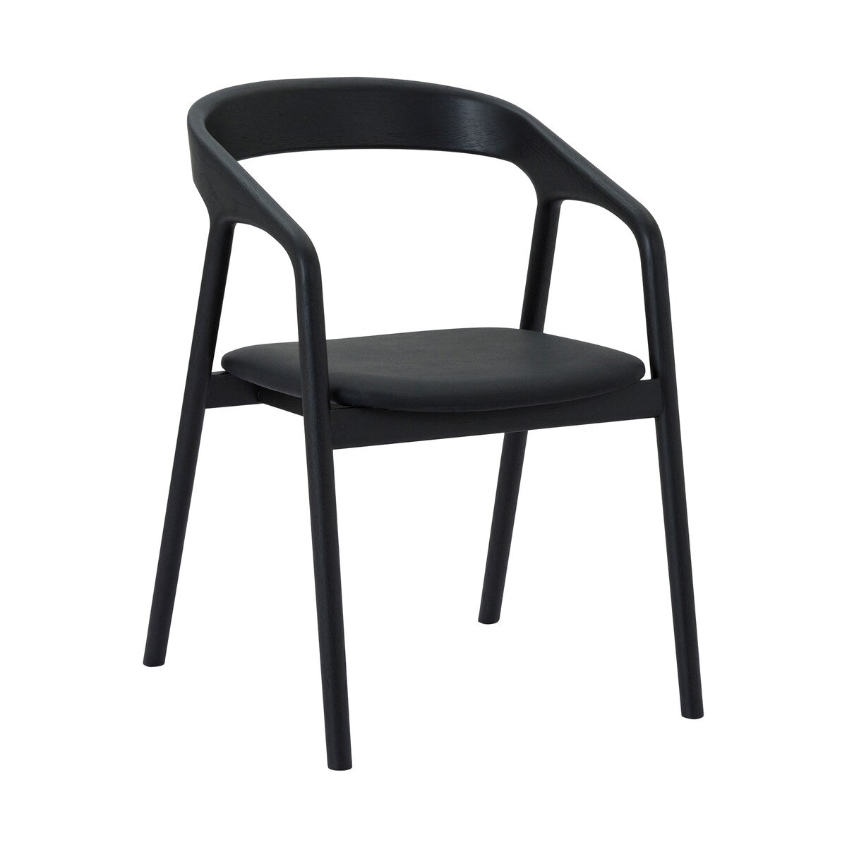 Apache Black Oak Solid Wood and Faux Leather Dining Chair