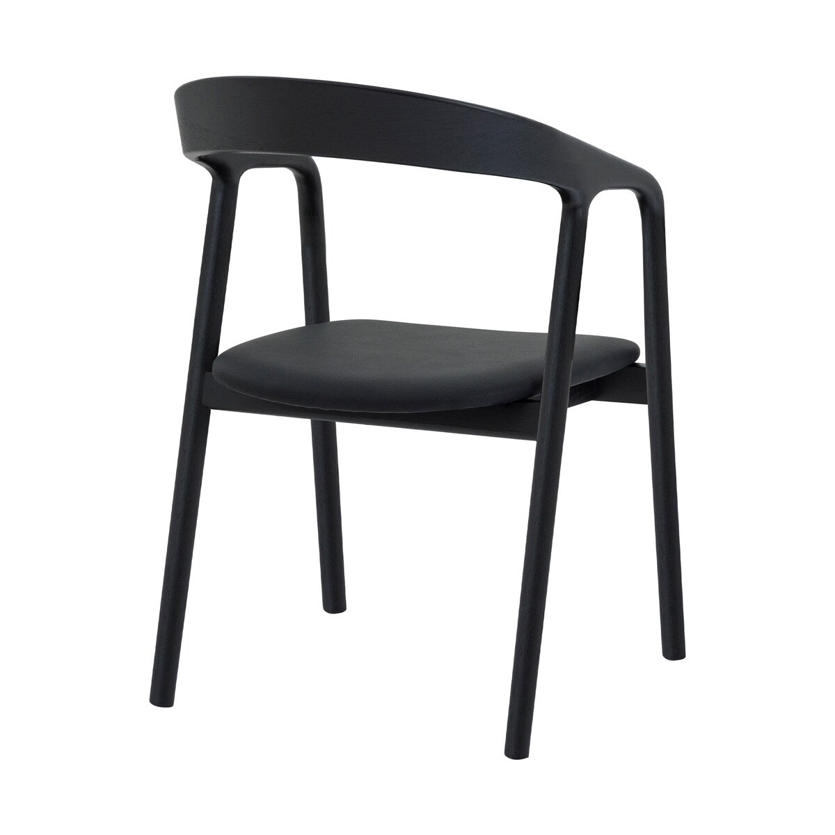 Apache Black Oak Solid Wood and Faux Leather Dining Chair