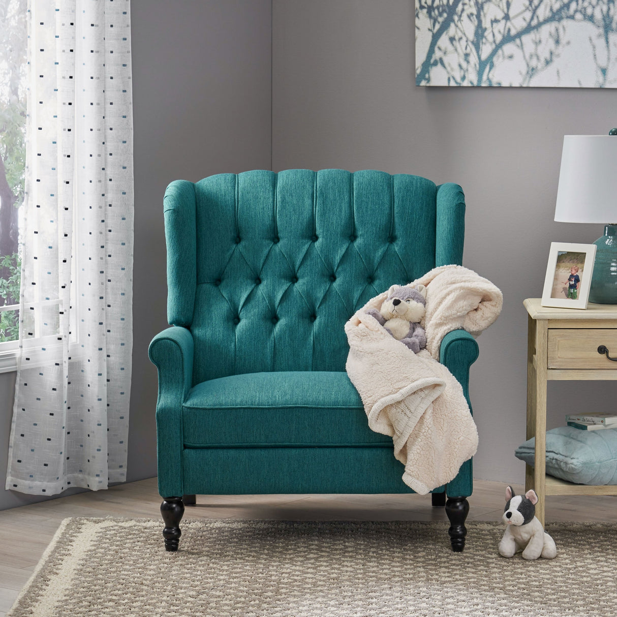 Apaloosa Oversized Tufted Fabric Oversized Pushback Recliner by Christopher Knight Home