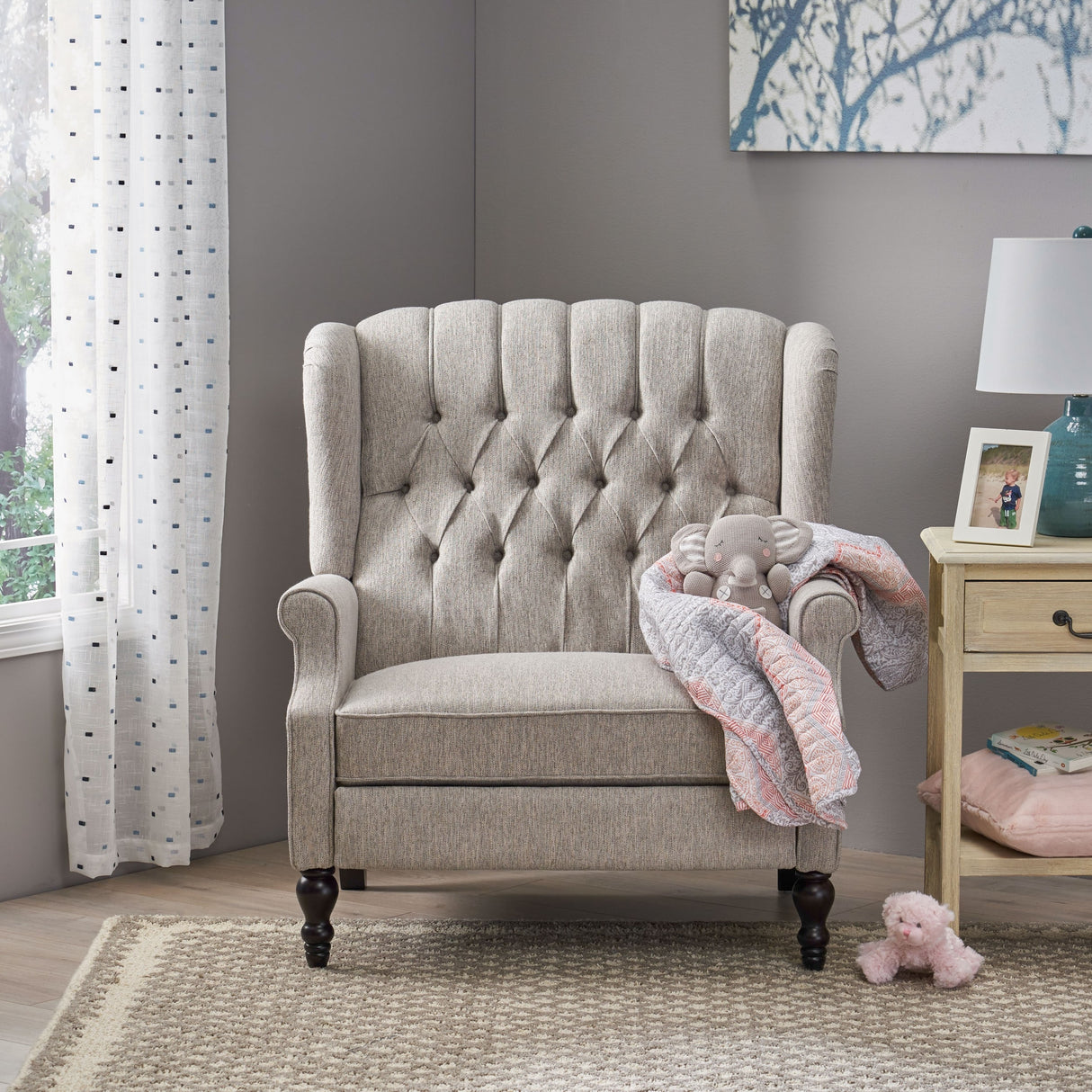 Apaloosa Oversized Tufted Fabric Oversized Pushback Recliner by Christopher Knight Home