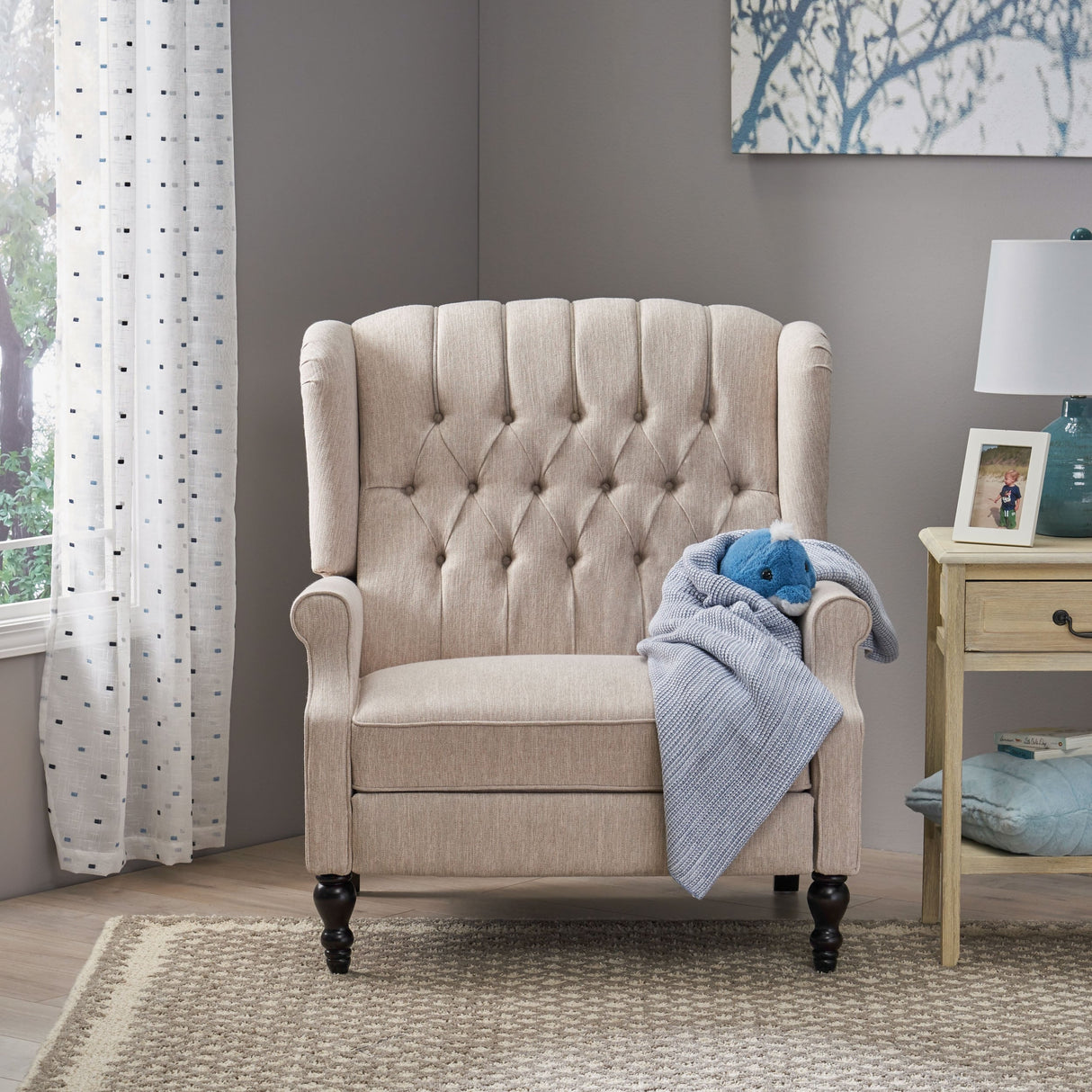 Apaloosa Oversized Tufted Fabric Oversized Pushback Recliner by Christopher Knight Home