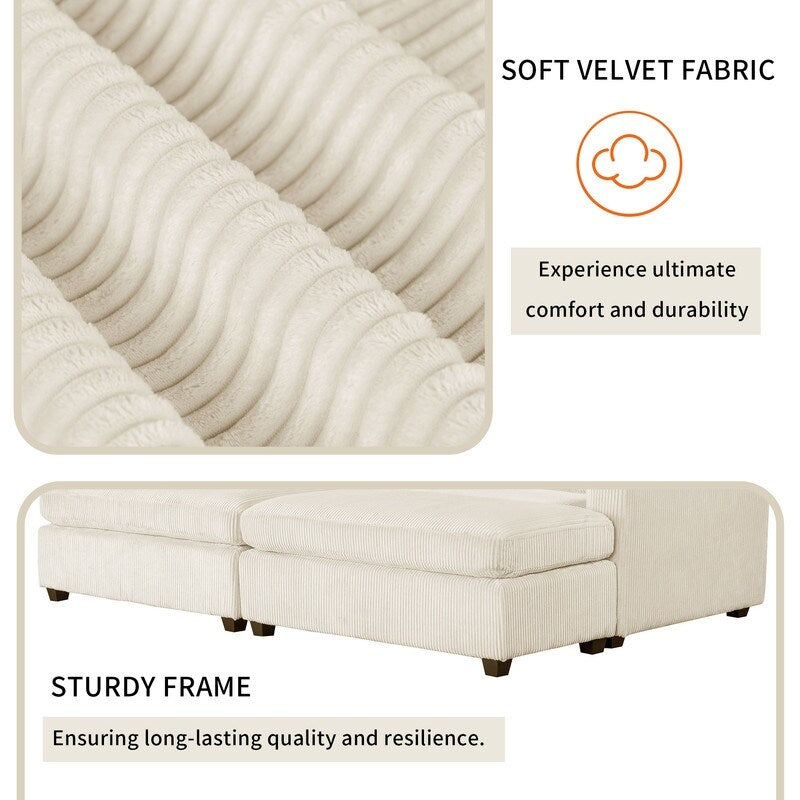 Apartment 90'' 2-Seat Soft Sofa Couch with 2-Pillows, Beige