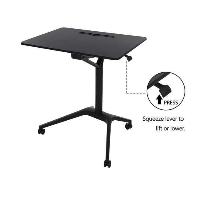 ApexDesk Mobile Pneumatic Laptop Rolling Desk 28” Wide Desktop 33.5” to 45.5” Height Adjustable