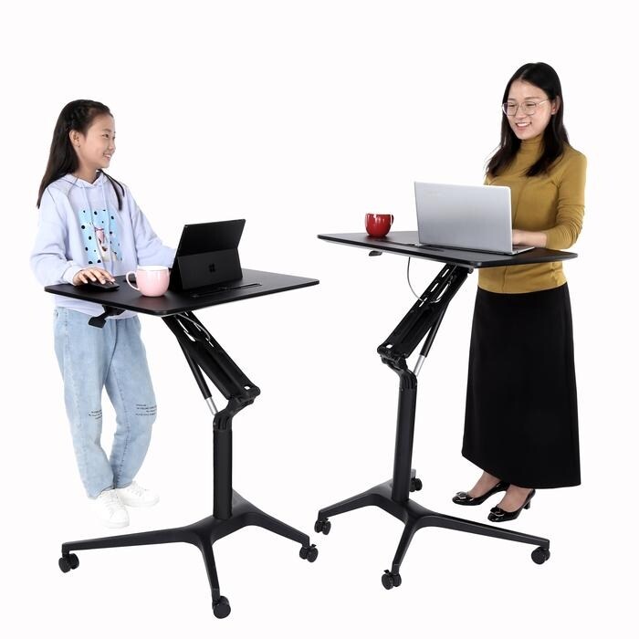 ApexDesk Mobile Pneumatic Laptop Rolling Desk 28” Wide Desktop 33.5” to 45.5” Height Adjustable