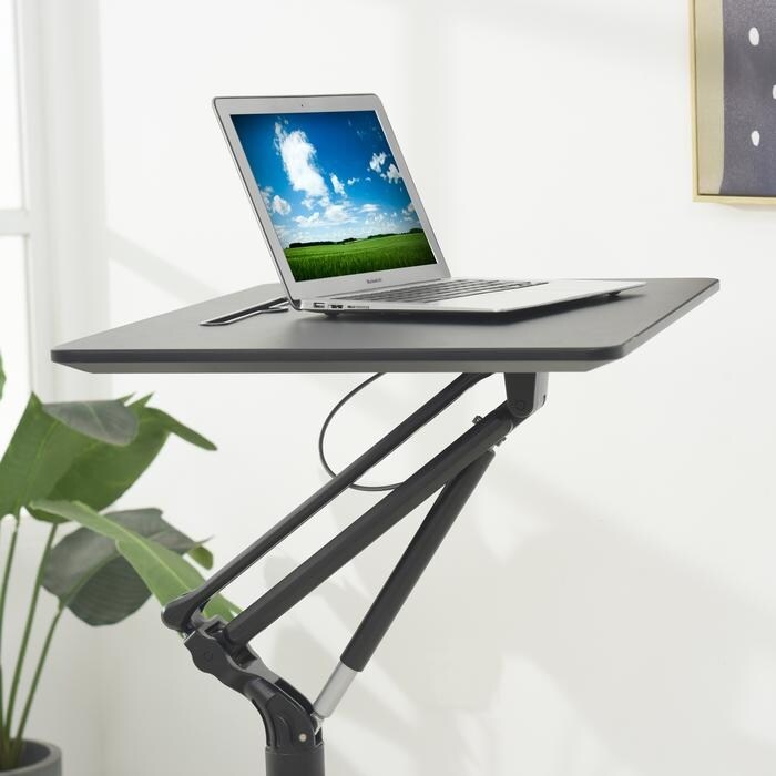 ApexDesk Mobile Pneumatic Laptop Rolling Desk 28” Wide Desktop 33.5” to 45.5” Height Adjustable