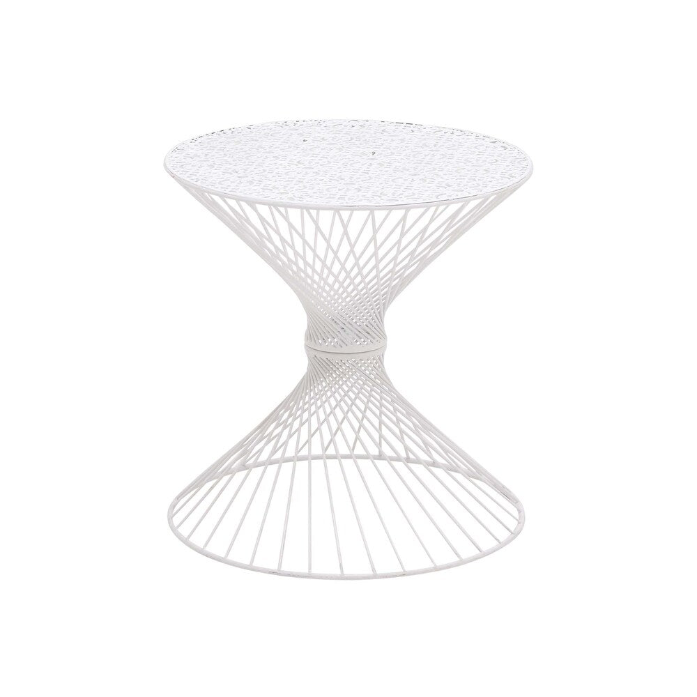 White Metal Round Accent Table