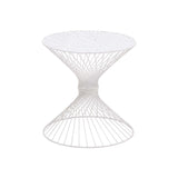 White Metal Round Accent Table