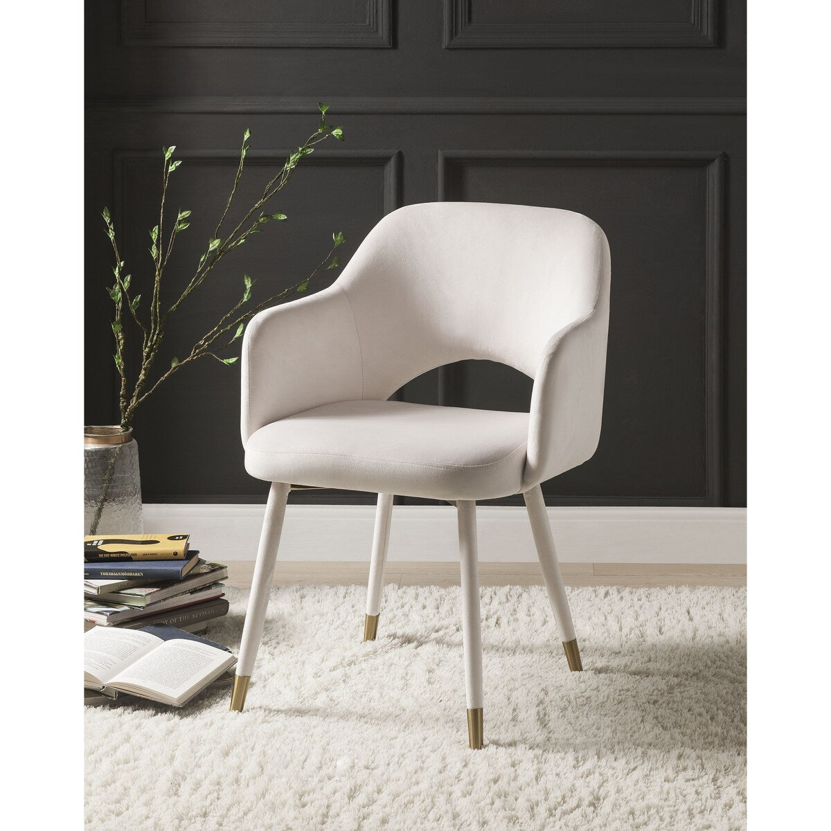 Applewood Accent Chair, Cream Velvet & Gold