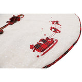 Applique Tartan Christmas Tree Skirt 56"RD, Jute - 56"Round