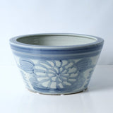 Approx. 18 Inches Wide Blue and White Planter with Flower Motif