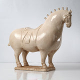 Approx. 22 Inches Wide Extra Large Fat Tang Horse Statue Vintage White