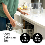 Aqua Optima Water Filter Pitcher Value Pack with 6 Evolve+ Filter, Daisy Design, White