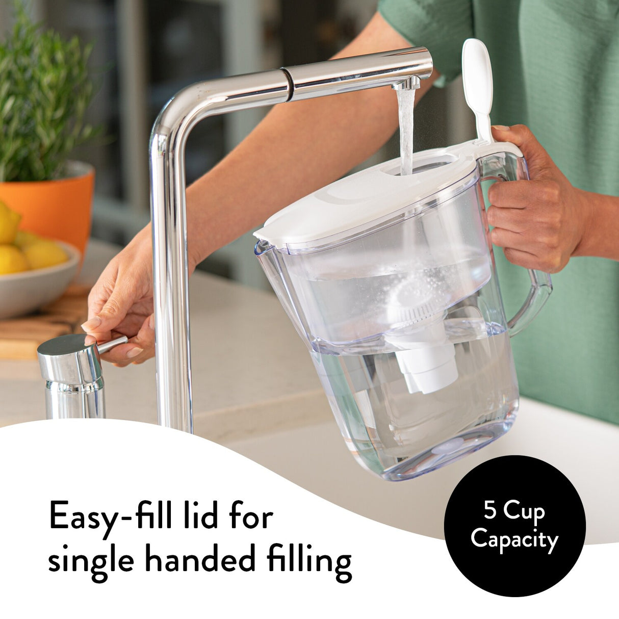 Aqua Optima Water Filter Pitcher Value Pack, with 3 Compact Filter, Daisy Design, White
