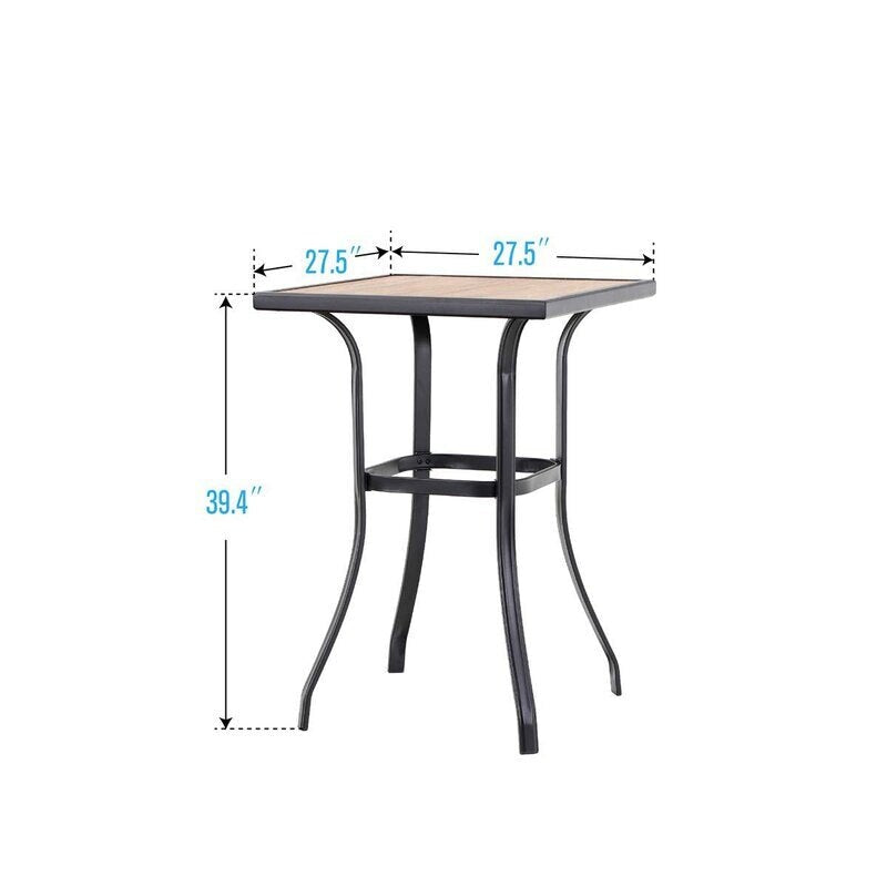 MAISON ARTS Aqua Textilene Swivel Patio Bar Stool Sets with Wood-look High Bar Table
