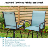 MAISON ARTS Aqua Textilene Swivel Patio Bar Stool Sets with Wood-look High Bar Table